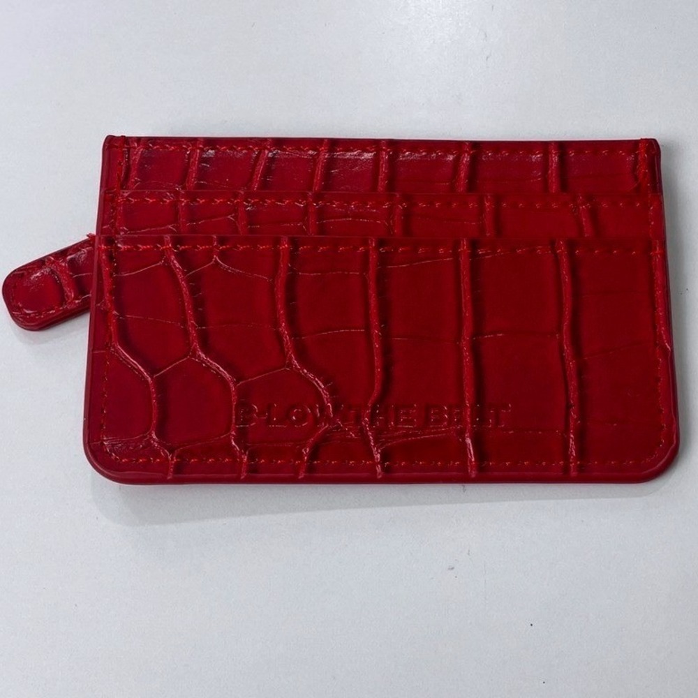 B-Low The Belt Red Croc Embossed Leather Card Holder Zippered Coin Purse Wallet